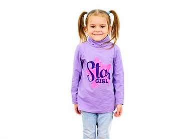 Детская фиолетовая водолазка с надписью «STAR GIRL»