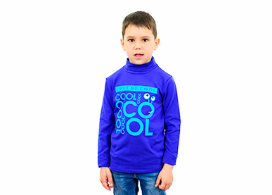 Детская синяя водолазка с надписью «JUST BE COOL»