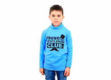 Детская голубая водолазка с надписью «CLUB»